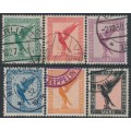 GERMANY - 1926 5pf to 1Mk Eagles airmail short set of 6, used – Michel # 378-382
