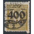 GERMANY - 1923 400Tausend on 40pf brown Numeral, rouletted, geprüft, used – Michel # 300