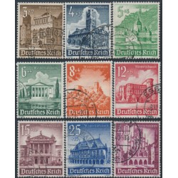 GERMANY - 1940 Charity set of 9 (Buildings), used – Michel # 751-759