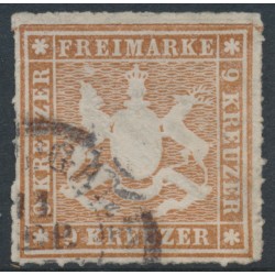 WÜRTTEMBERG - 1865 9Kr reddish brown Coat of Arms, rouletted, used – Michel # 33a