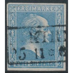PREUßEN - 1858 2Sgr grey-ultramarine King Friedrich Wilhelm IV, imperf., quadrille, used – Michel # 11a