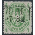 PREUßEN - 1861 4pf emerald-green Eagle, rouletted, used – Michel # 14a