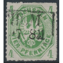 PREUßEN - 1861 4pf emerald-green Eagle, rouletted, used – Michel # 14a