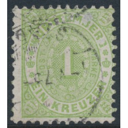 WÜRTTEMBERG - 1874 1Kr yellow-green Numeral in Oval, perf. 11½:11, used – Michel # 43