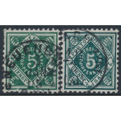 WÜRTTEMBERG - 1890-1892 5pf deep green & deep blue-green Officials, used – Michel # 103a+103b