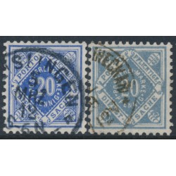 WÜRTTEMBERG - 1911-1919 20pf ultramarine & grey-ultramarine Numeral in Diamond Official, used – Michel # 116a+116b