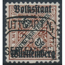 WÜRTTEMBERG - 1919 25pf reddish brown/black Numerals, Volkstaat Württemberg o/p, used – Michel # 141
