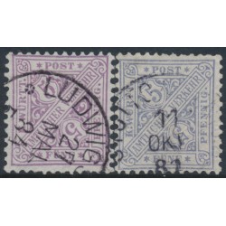 WÜRTTEMBERG - 1881 5pf red-violet & pale blue-violet Numerals in Shields Officials, used – Michel # 202a+202b