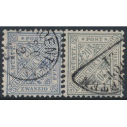 WÜRTTEMBERG - 1881-1890 20pf pale grey-blue & pale grey-ultramarine Numerals, used – Michel # 204a+204b