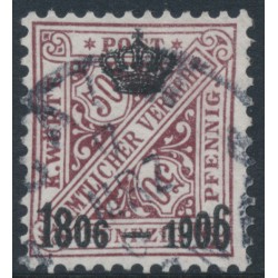 WÜRTTEMBERG - 1906 50pf deep red-brown Numerals, Centenary overprint, used – Michel # 225