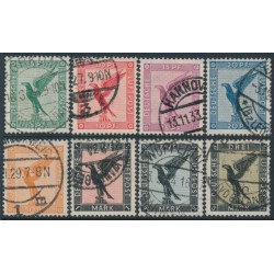 GERMANY - 1926-1927 5pf to 3M Eagles airmail set of 8, used – Michel # 378-384 + A379
