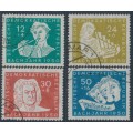 EAST GERMANY / DDR - 1950 Johann Sebastian Bach set of 4, used – Michel # 256-259