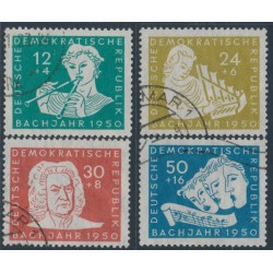 EAST GERMANY / DDR - 1950 Johann Sebastian Bach set of 4, used – Michel # 256-259