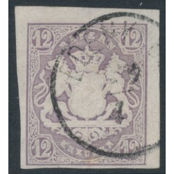 BAVARIA / BAYERN - 1867 12Kr pale violet Coat of Arms, imperforate, used – Michel # 18