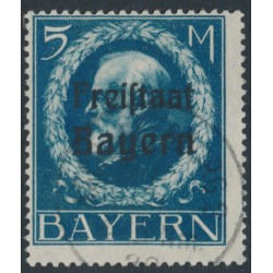 BAVARIA / BAYERN - 1919 5M Prussian blue King, o/p FREISTAAT BAYERN, used – Michel # 168A