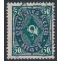 GERMANY - 1922 50Mk green/violet Posthorn, Quatrefoil watermark (Vierpass), geprüft, used – Michel # 209PY