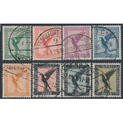 GERMANY - 1926-1927 5pf to 3M Eagles airmail set of 8, used – Michel # 378-384 + A379