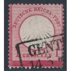 GERMANY - 1872 1Gr carmine Small Shield, 'large stamp', used – Michel # 4 L16