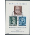 EAST GERMANY / DDR - 1955 Friedrich Schiller M/S, used – Michel # Block 12