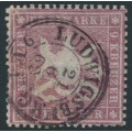 WÜRTTEMBERG - 1861 9Kr lilac-carmine Coat of Arms, perf. 13½ on thin paper, used – Michel # 19yb
