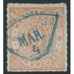 WÜRTTEMBERG - 1873 9Kr pale brown Numeral in Oval, rouletted, used – Michel # 40a