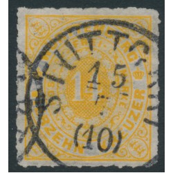 WÜRTTEMBERG - 1869 14Kr yellow-orange Numeral in Oval, rouletted, used – Michel # 41a