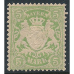BAVARIA / BAYERN - 1900 5Mk yellow-green Coat of Arms on dull orange-white paper, MNH – Michel # 70x