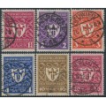 GERMANY - 1922 1¼Mk to 20Mk Industry Show set of 6, geprüft, used – Michel # 199-204