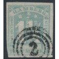 HAMBURG - 1864 1¼S grey-green Numeral, imperforate, used – Michel # 8d