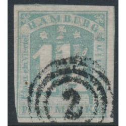 HAMBURG - 1864 1¼S grey-green Numeral, imperforate, used – Michel # 8d