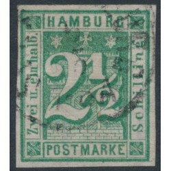HAMBURG - 1864 2S blue-green Numeral, imperforate, used – Michel # 9