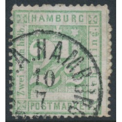 HAMBURG - 1866 2½S green Numeral, perf. 13½, second printing, used – Michel # 14II