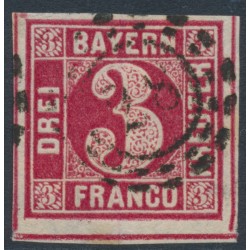 BAVARIA / BAYERN - 1862 3Kr carmine Numeral, imperforate, used – Michel # 9b