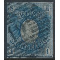 SCHLESWIG-HOLSTEIN - 1850 1Sch blue Eagle, imperforate, used – Michel # 1a