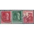 GERMANY - 1938-1939 three Hitler’s Birthday issues, used – Michel # 664+672+691