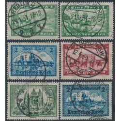 GERMANY - 1924-1930 1Mk to 5Mk Castles set of 5, used – Michel # 364-367+440