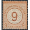 GERMANY - 1874 9 on 9Kr reddish brown Large Shield, MH – Michel # 30