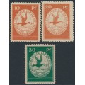 GERMANY - 1912 Semi-Official airmail set of 3, MH – Michel # I-III