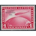 GERMANY - 1933 1M red Graf Zeppelin, o/p Chicagofahrt, MH – Michel # 496