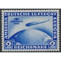 GERMANY - 1930 2RM ultramarine Zeppelin, o/p Südamerika Fahrt, MH – Michel # 438X