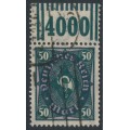 GERMANY - 1922 50Mk dark green/violet Posthorn, network watermark, used – Michel # 209aOR