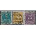 GERMANY - 1923 5000Mk to 75,000Mk Numerals set of 3, used – Michel # 274-276