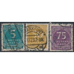 GERMANY - 1923 5000Mk to 75,000Mk Numerals set of 3, used – Michel # 274-276