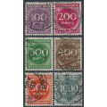 GERMANY - 1923 100Mk to 1000Mk Numerals set of 6, used – Michel # 268-273