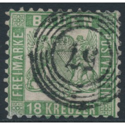 BADEN - 1862 18Kr green Coat of Arms, perf. 10, used – Michel # 21a