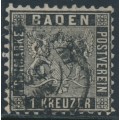BADEN - 1862 1Kr black Coat of Arms, perf. 10, used – Michel # 13a