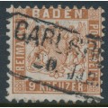 BADEN - 1866 9Kr pale reddish brown Arms, white background, perf. 10, used – Michel # 20a