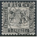 BADEN - 1864 1Kr black Arms, white background, perf. 10, used – Michel # 17a