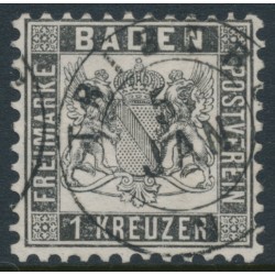 BADEN - 1864 1Kr black Arms, white background, perf. 10, used – Michel # 17a
