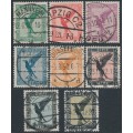 GERMANY - 1926-1927 5pf to 3M Eagles airmail set of 8, used – Michel # 378-384 + A379